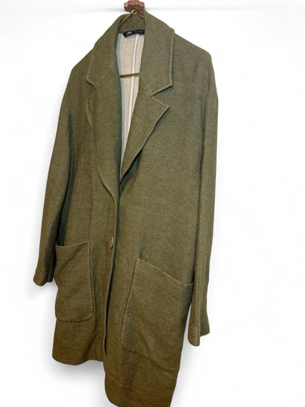 Zara Linen Blend Olive Green Oversized Blazer Jacket | S | EUC - Picture 5 of 8